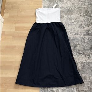 Babaton Black and White Strapless Dress